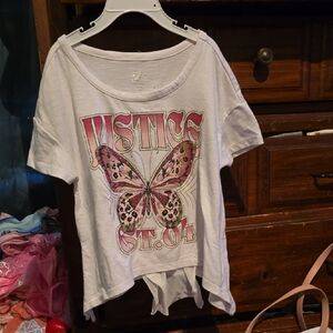 !!. Girls XS White Butterfly Graphic Tee